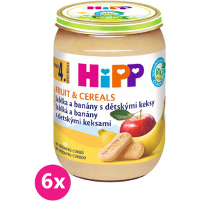 6x HiPP BIO Jablka a banány s dětskými keksy 190 g