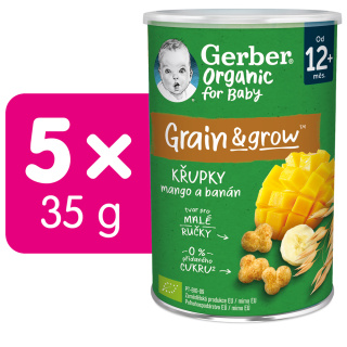 5x GERBER Organic křupky s mangem a banánem 35 g