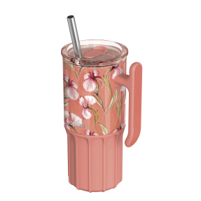Nerezový termohrnek s brčkem Umi Floral Coral 720 ml