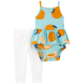 CARTER'S Set 2dílný body na ramínka, legíny Blue Orange holka 6m