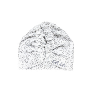 ENIE BABY Čepice dětská turban Grey Leaves Uni 9-12m