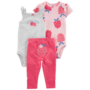 CARTER'S Set 3dílný legíny, body kr. rukáv, body na ramínka Pink Raspberry holka 3m