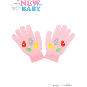 Dětské zimní rukavičky New Baby Girl světle růžové Růžová 122 (6-7 let)