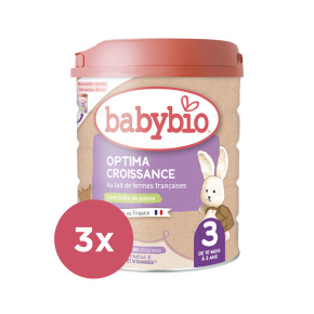 3x BABYBIO OPTIMA 3 Croissance kojenecké bio mléko 800 g