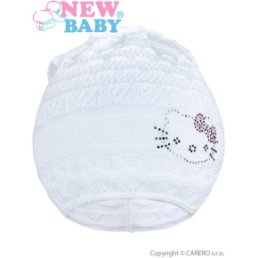 Pletená čepička-šátek New Baby kočička bílá Bílá 104 (3-4r)