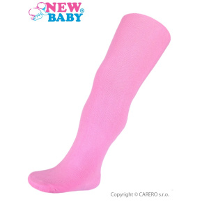 Dětské bavlněné jednobarevné punčocháče New Baby růžové Růžová 140 (9-10 let)