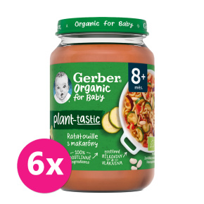 6x GERBER Organic 100%  rostlinný příkrm ratatouille s makaróny ​190 g