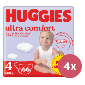 4x HUGGIES® Pleny jednorázové Ultra Comfort Mega 4 (7-18 kg) 66 ks