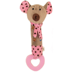 Dětská pískací plyšová hračka s kousátkem Baby Mix myška růžová Růžová 