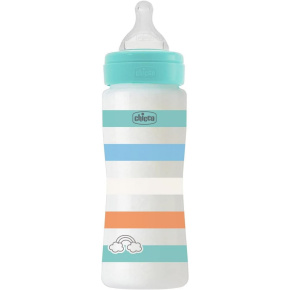 CHICCO Láhev kojenecká Well-being silikon 330 ml kluk