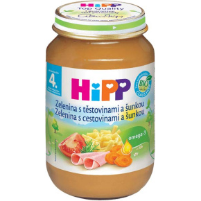 HiPP BIO Zelenina s těstovinami a šunkou od uk. 5. měsíce, 190 g