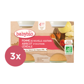 3x BABYBIO Příkrm jablko meruňka cereálie 2x 130 g