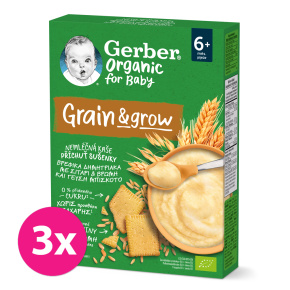 3x GERBER Organic Kaše nemléčná s příchutí sušenky 200 g