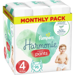 PAMPERS Harmonie Pants Kalhotky plenkové jednorázové 4 (9-15 kg) 96 ks