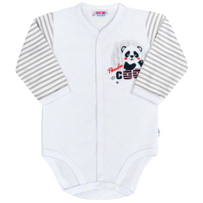 Kojenecké celorozepínací body s dlouhým rukávem New Baby Panda Šedá 56 (0-3m)