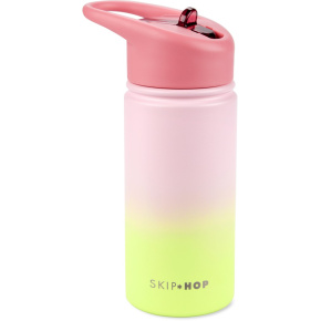 SKIP HOP Láhev s brčkem nerezová Wander - ombré pink, 450ml