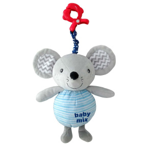 Dětská plyšová hračka s hracím strojkem a klipem Baby Mix Myška Multicolor 