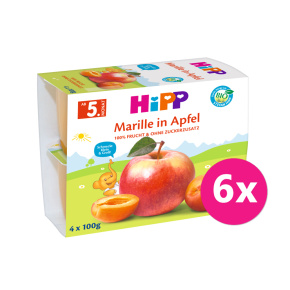6x HIPP BIO Jablka s meruňkami 4x100 g, od ukončeného 4. - 6. měsíce