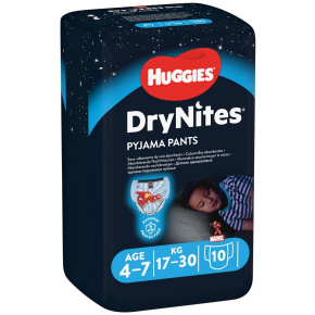 HUGGIES® DryNites Kalhotky plenkové jednorázové pro kluka 4-7 let (17-30 kg) 10 ks