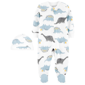 CARTER'S Set 2dílný overal na zip Sleep&Plays, čepice Dino chlapec LBB PRE, vel. 46