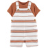 CARTER'S Set 2dílný triko kr. rukáv, kraťasy na kšandy Brown Stripes kluk 6m
