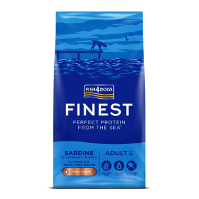 FISH4DOGS Granule malé pro dospělé psy Finest sardinka se sladkými bramborami 12 kg, 1+