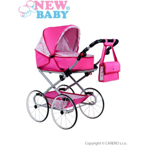 Dětský Retro kočárek pro panenky 2v1 New Baby Natálka růžový Růžová 