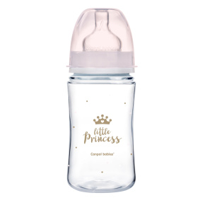 CANPOL BABIES Láhev se širokým hrdlem Royal Baby 240 ml růžová