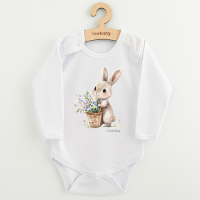 Dětské body s potiskem New Baby Králíček s květinkami Bílá 62 (3-6m)
