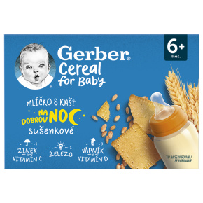 GERBER Mlíčko s kaší sušenkové Cereal 2x200 ml