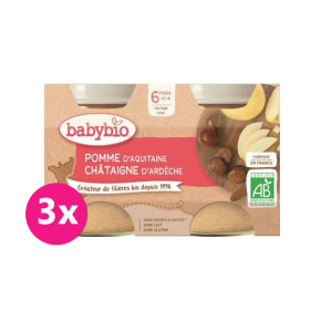 3x BABYBIO Jablko s kaštanovým pyré 2x 130 g