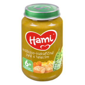 HAMI Hráškovo-kukuřičné pyré s telecím (200 g) maso-zeleninový příkrm