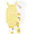 CARTER'S Set 3dílný legíny, body kr. rukáv, body na ramínka Yellow Sunflower holka 24m