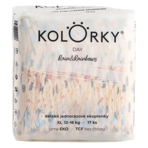 KOLORKY DAY Pleny jednorázové eko, déšť&duhy XL (12-16 kg) 17 ks