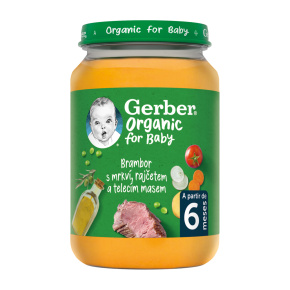 GERBER Organic dětský příkrm zelenina s telecím masem 190 g​