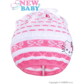 Pletená čepička-šátek New Baby kočička růžová Růžová 104 (3-4r)