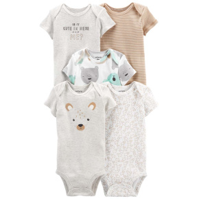 CARTER'S Body krátký rukáv Animals neutrál LBB 5ks NB