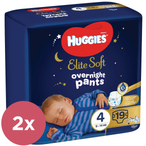 2x HUGGIES® Elite Soft Pants OVN Kalhotky plenkové jednorázové 4 (9-14 kg) 19 ks