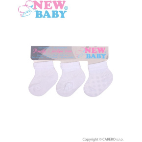 Kojenecké pruhované ponožky New Baby bílé - 3ks Bílá 56 (0-3m)