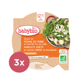 3x BABYBIO Menu brambory a fazolky s krůtími plátky 230 g