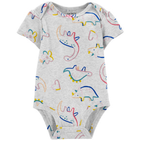 CARTER'S Body krátký rukáv Grey Dino holka 12m