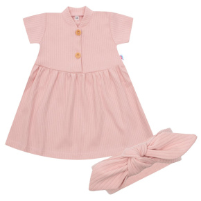 Kojenecké bavlněné šatičky s čelenkou New Baby Practical Růžová 86 (12-18m)