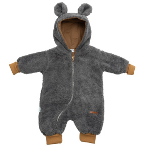 Luxusní dětský zimní overal New Baby Teddy bear šedý Šedá 62 (3-6m)