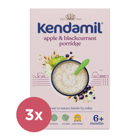 3x KENDAMIL Kaše mléčná s černým rybízem a jablky (150 g), 6m+