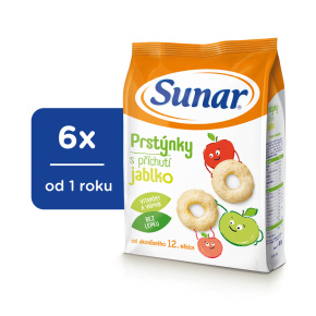 6x SUNAR Kroužky jablečné dětský snack 50 g