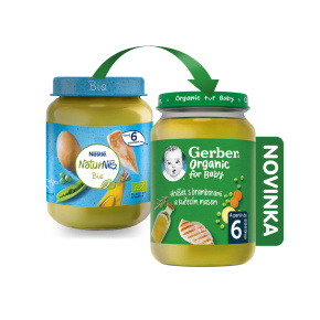 GERBER Organic dětský příkrm hrášek s bramborami a kuřecím masem 190 g​​