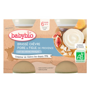 BABYBIO Brassé z kozího mléka hruška fík 2x 130 g