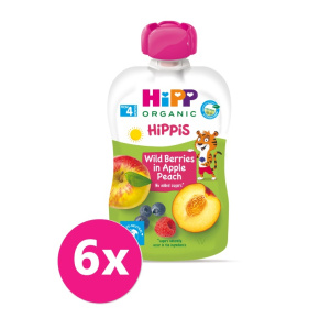 6x HiPP HiPPiS BIO 100% ovoce Jablko-Broskev-Lesní ovoce 100 g
