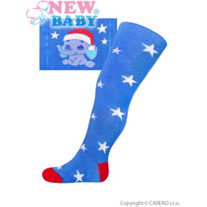 Vánoční bavlněné punčocháčky New Baby modré se slonem Modrá 68 (4-6m)