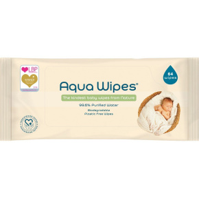 AQUA WIPES BIO Aloe Vera 100% rozložitelné ubrousky, 99% vody, 64ks
